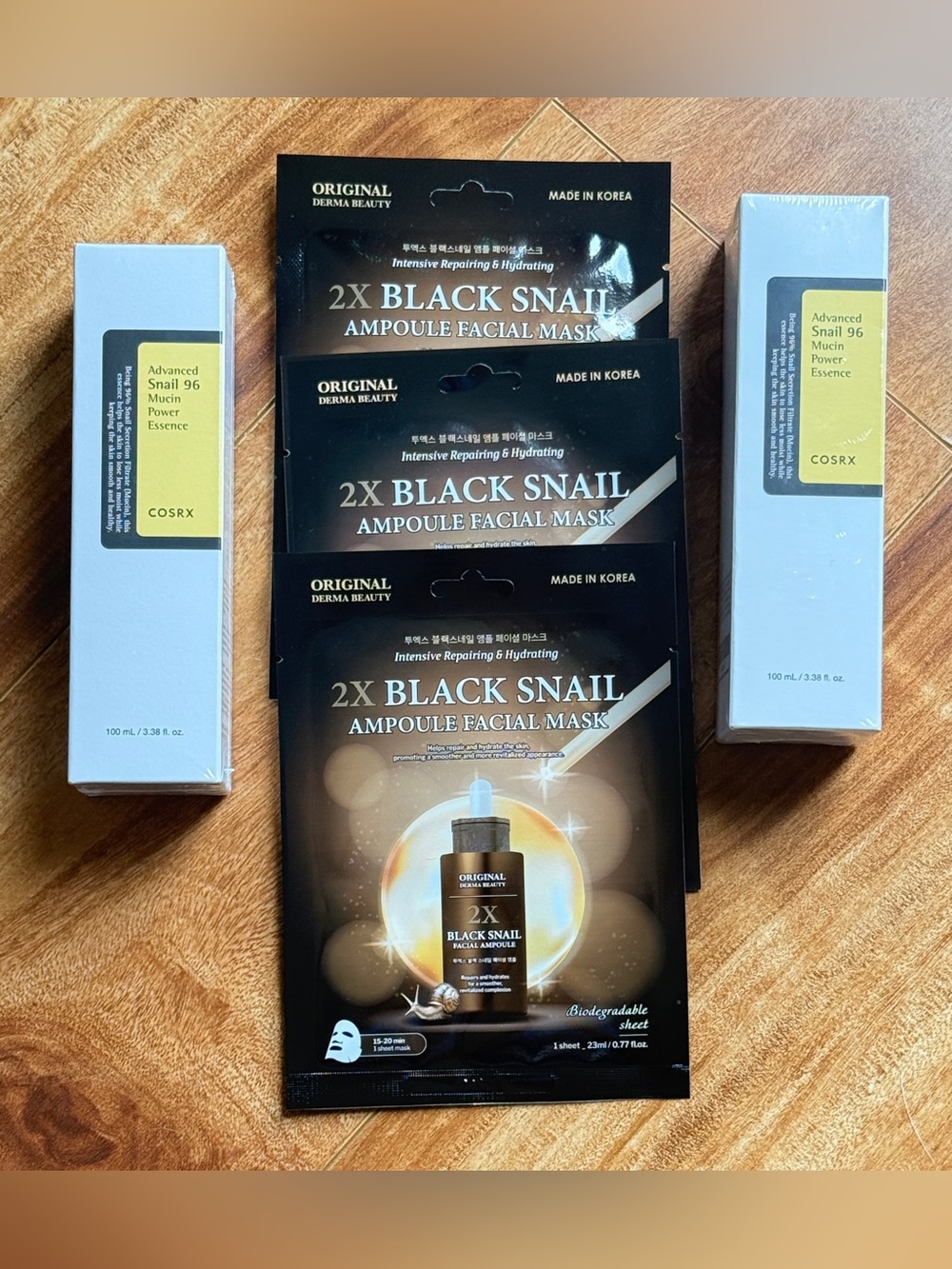 COSRX Advanced Snail 96 Essence Bundle + 3 Black Snail Hydrating Sheet Masks |